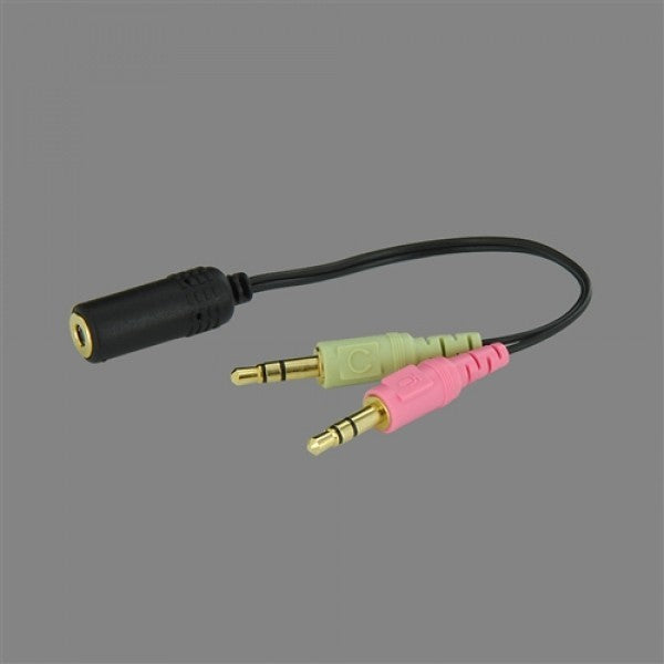 Skype audio cable adapter 3.5mm showing two male and one female connector