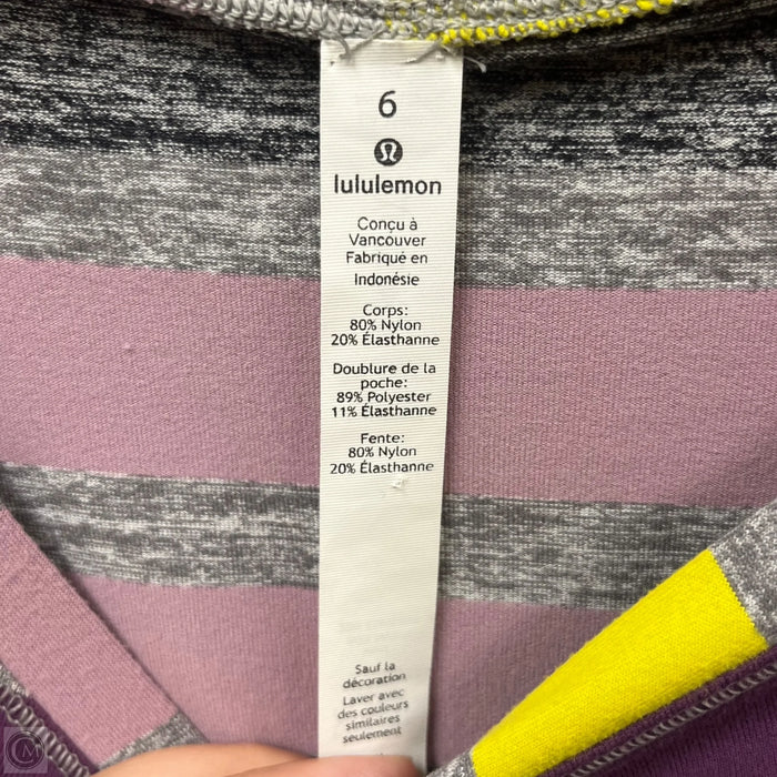 Athletic Top Long Sleeve Crewneck By Lululemon In Grey & Purple, Size: M