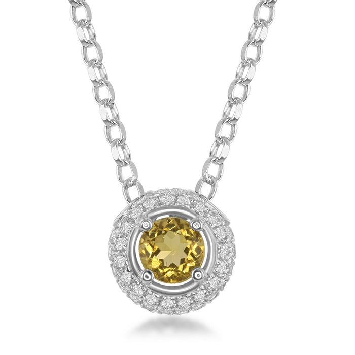 Bellissima Sterling Silver Citrine and White Topaz Pendant