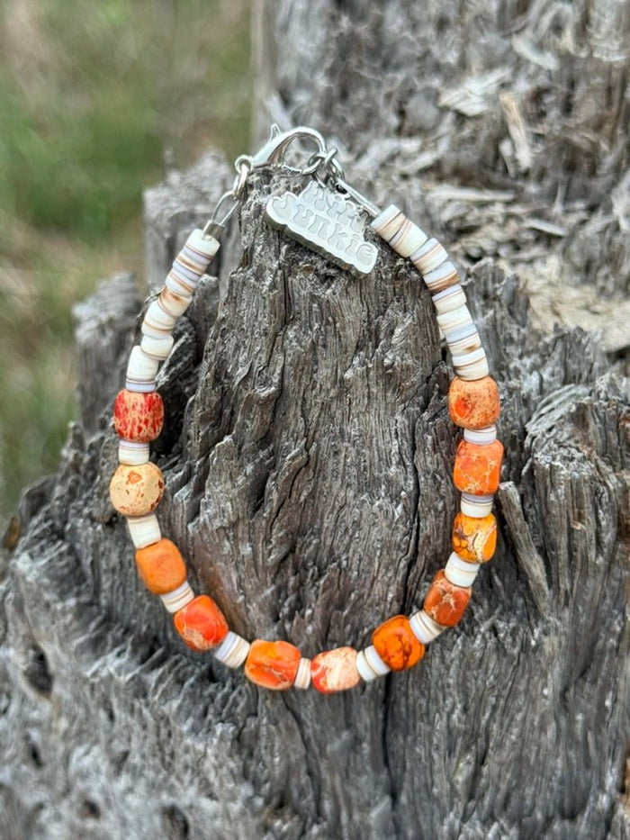 Desert Ember Beaded Shell Bracelet