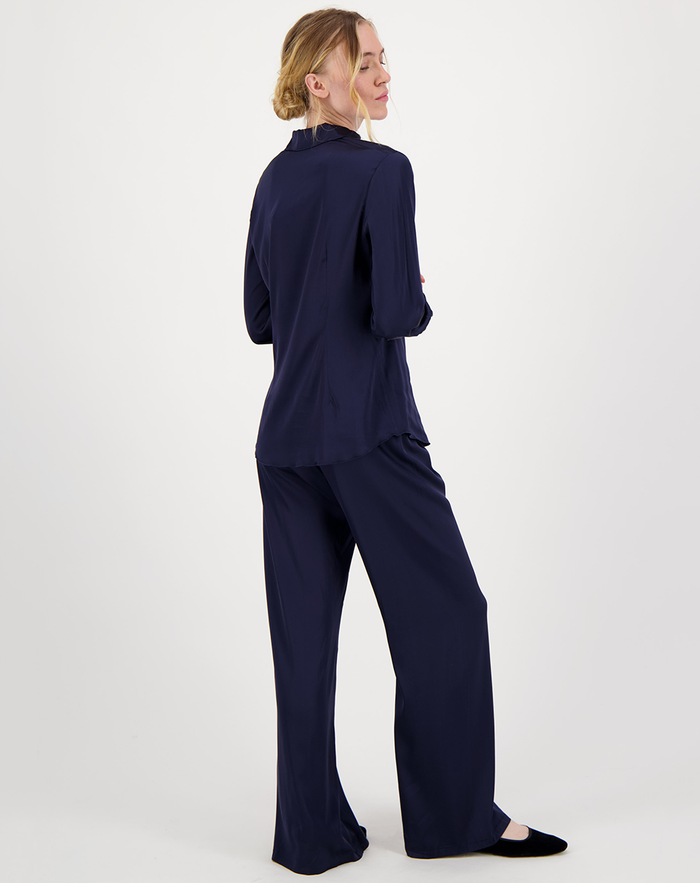 Ella Blue Black Solid Shirt