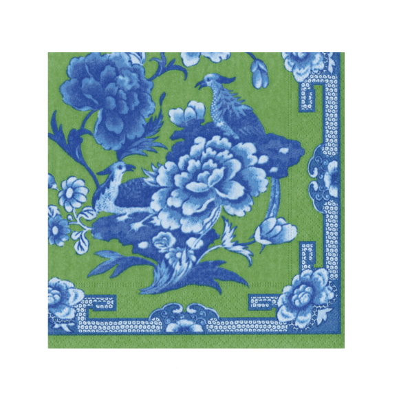 Caspari Party Green and Blue Toile Cocktail Napkins