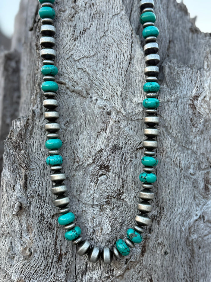 Large Turquoise Roundel Beaded Necklace