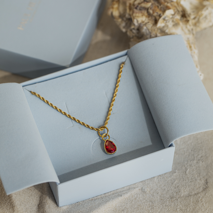 Red Stone Charm Gold