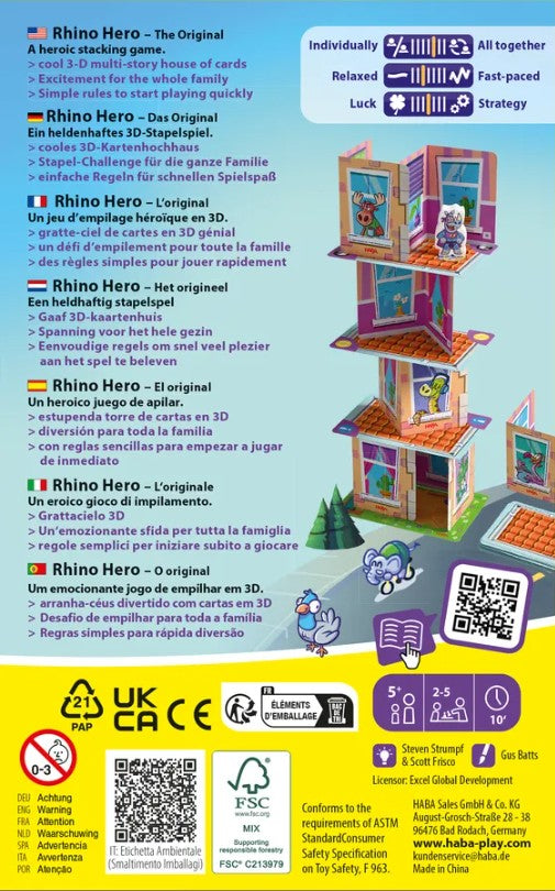 Rhino Hero - Kleines Karten-Stapelspiel für Kinder ab 5 Jahre