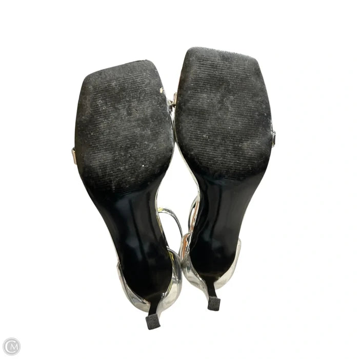 Sandals Heels Stiletto By Steve Madden In Silver, Size: 9.5