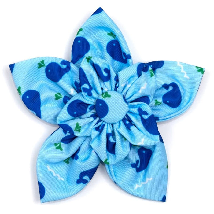 The Worthy Dog Bow Ties SM Squirt Whale Blue Flower Pet Collar Attachment - 2 Sizes