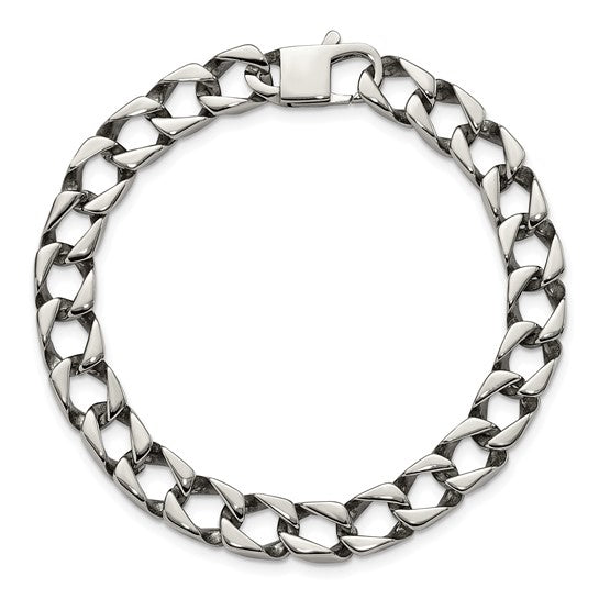 Stainless Steel Polished Square Link 8.5in Bracelet (101092)