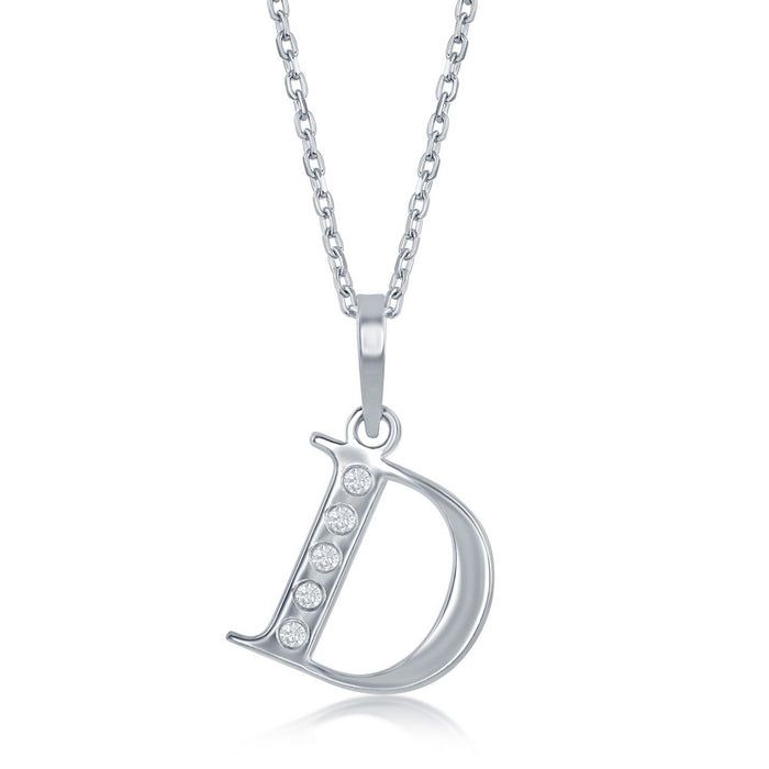 Sterling Silver 0.03cttw Diamond 'D' Initial Pendant
