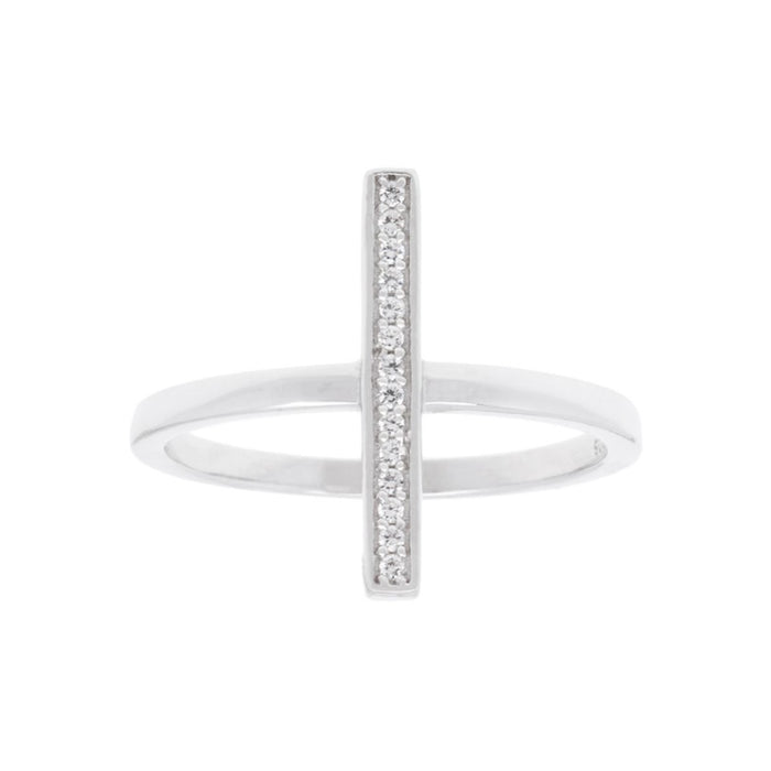 Sterling Silver Single Vertical CZ Bar Ring, Size 9 (92454)