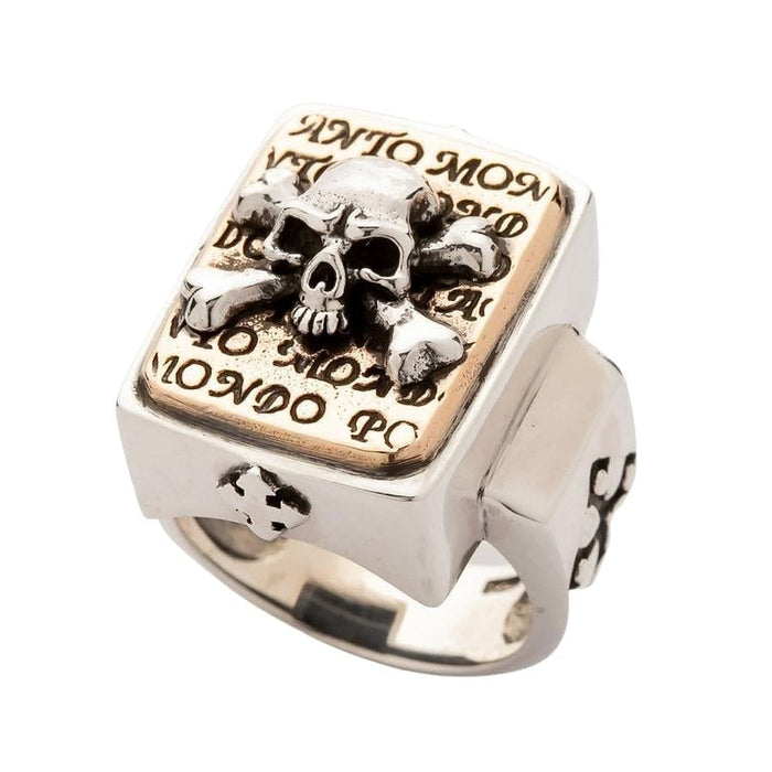 Perspective shot of handcrafted skull ring depth