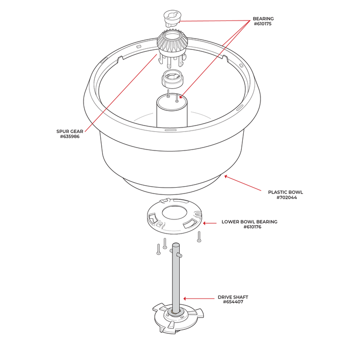 Technical illustration of the Bosch partial bowl pack