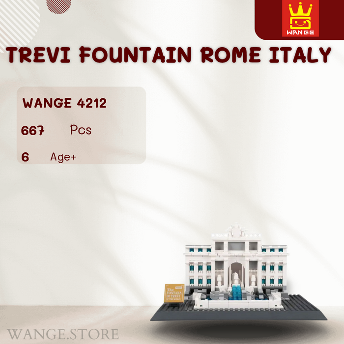 Wange Bricks: Trevi Fountain Rome Italy Building Bricks Modular Model Toy Figure