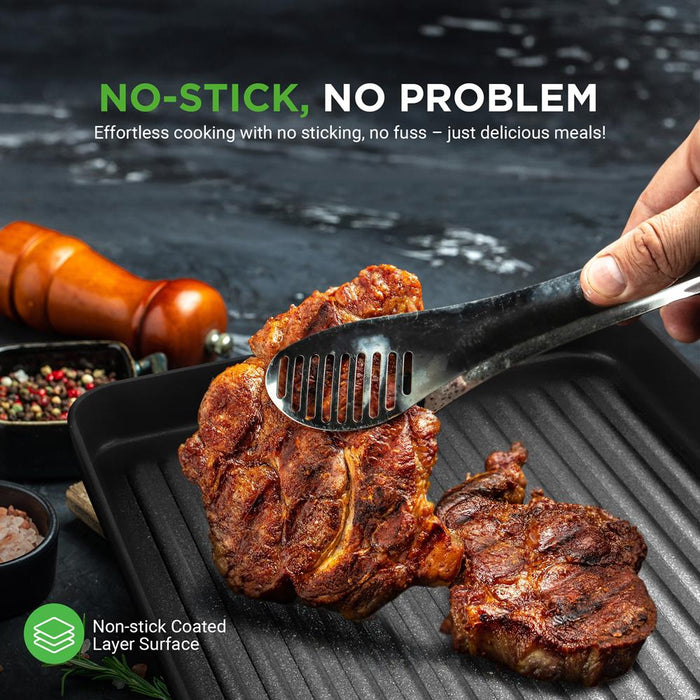 11" Nonstick Grill Pan - Perfect Searing, Hard-Anodized Aluminum
