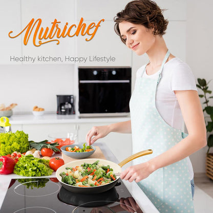 14'' Non-Stick Fry Pan – Durable Pan With Silicone Handle, Interior Non-Stick Ceramic Coating And Polyester Coating Outside