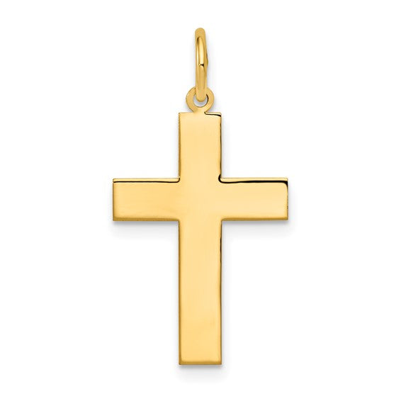 14K Yellow Gold Polish Cross Pendant