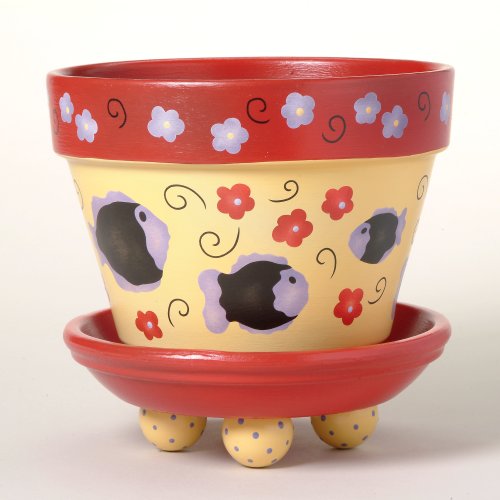 #165 Fishy Flowers Flower Pot Stencil