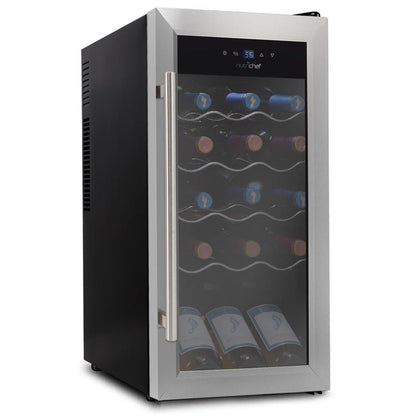 18 Bottle Wine Fridge Quiet Cooling Stainless Steel Door