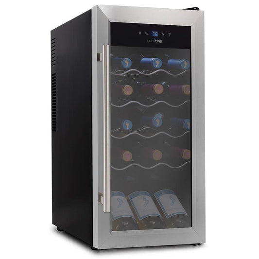 18 Bottle Wine Fridge Quiet Cooling Stainless Steel Door