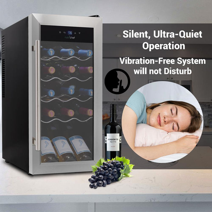 18 Bottle Wine Fridge Quiet Cooling Stainless Steel Door