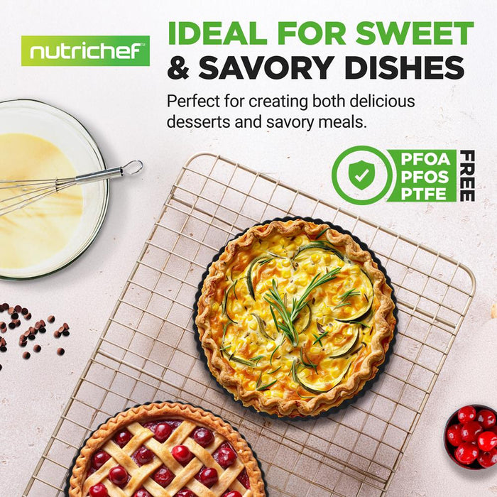 2 Round Tart Pans, Nonstick Carbon Steel, Removable Base, 9 Inch
