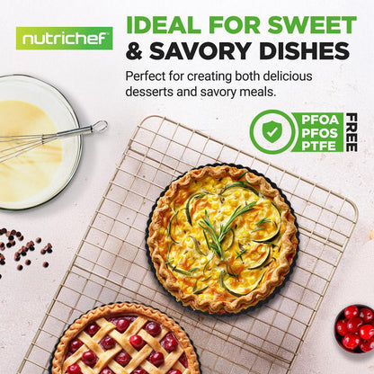 2 Round Tart Pans, Nonstick Carbon Steel, Removable Base, 9 Inch