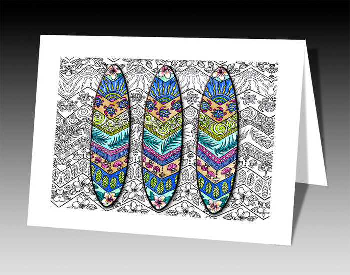 3 Surf Boards Notecard