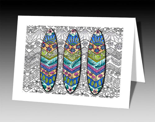 3 Surf Boards Notecard