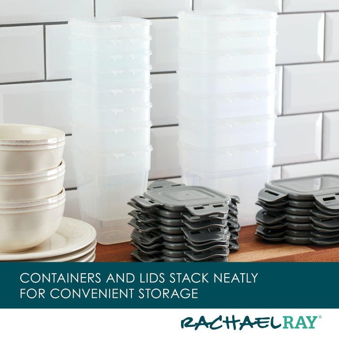 The 30-Piece Nestable Food Storage Containers rest on a kitchen counter, showcasing their durable, BPA-free design.