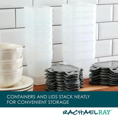 The 30-Piece Nestable Food Storage Containers rest on a kitchen counter, showcasing their durable, BPA-free design.