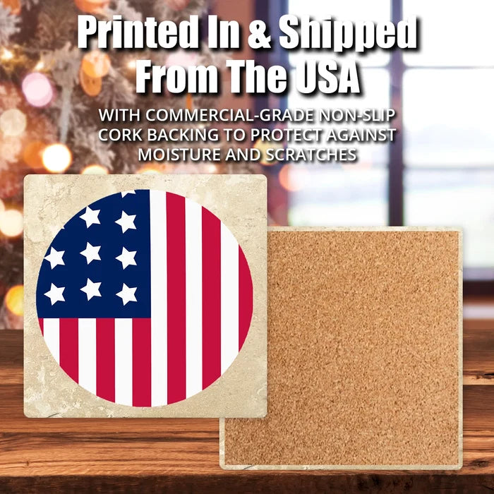 4" Christmas Holiday Travertine Coasters - Dear Santa, 2 Sets of 4, 8 Pieces - Christmas by Krebs Wholesale