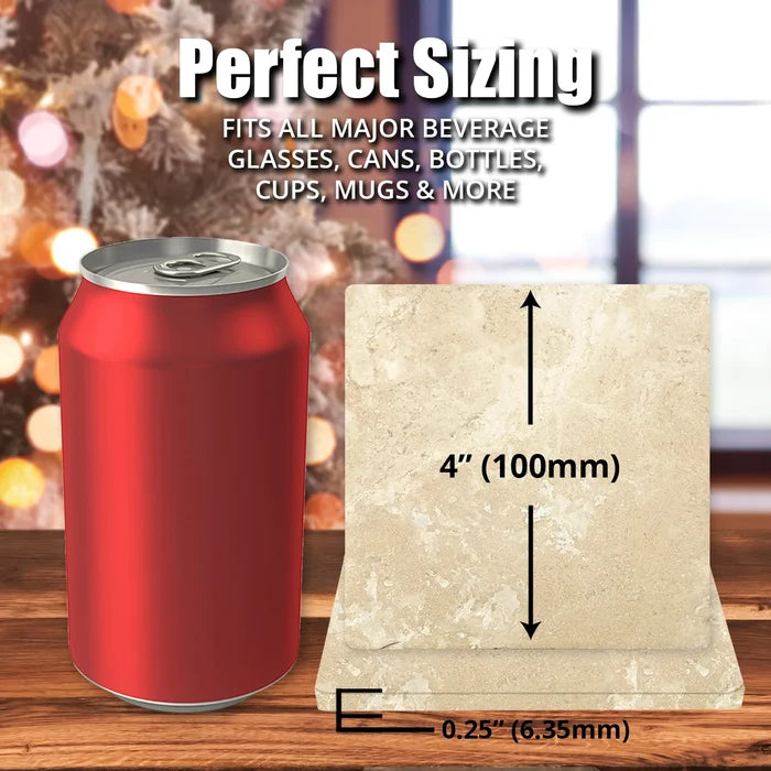 4" Christmas Holiday Travertine Coasters - Moose in Santa Costume, 2 Sets of 4, 8 Pieces - Christmas by Krebs Wholesale