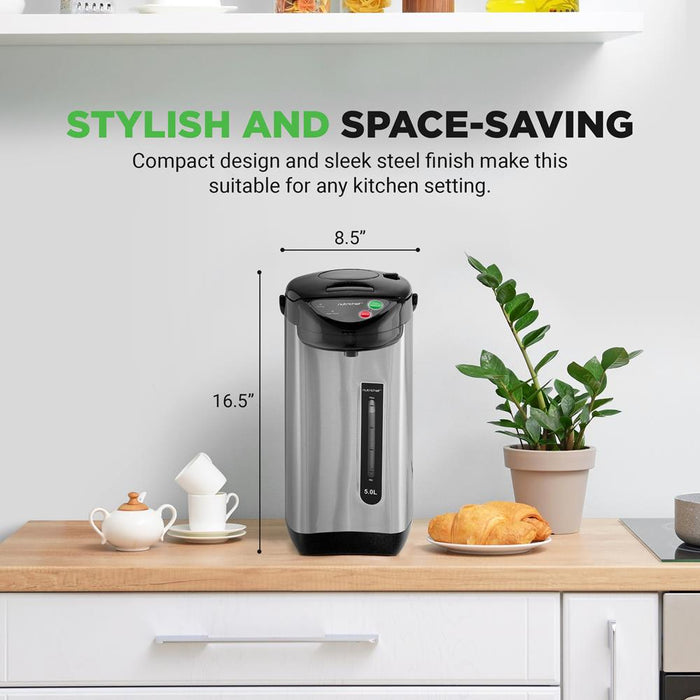 5.2 Qt Electric Water Kettle, Quick Heating, Stainless Steel, 5 Temp Settings
