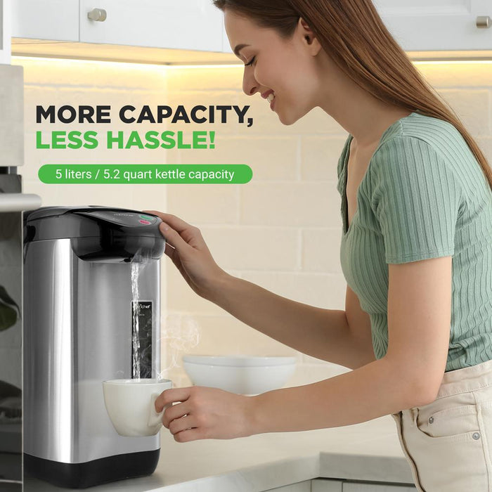 5.2 Qt Electric Water Kettle, Quick Heating, Stainless Steel, 5 Temp Settings