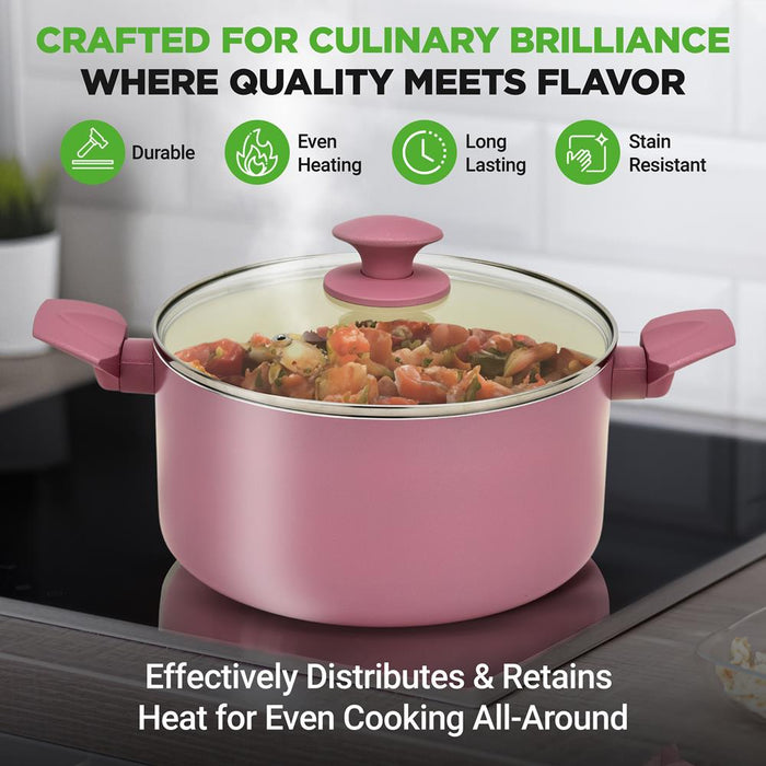 54-Piece Non-Stick Cookware Set, Even Heat Ceramic, Blush Pink