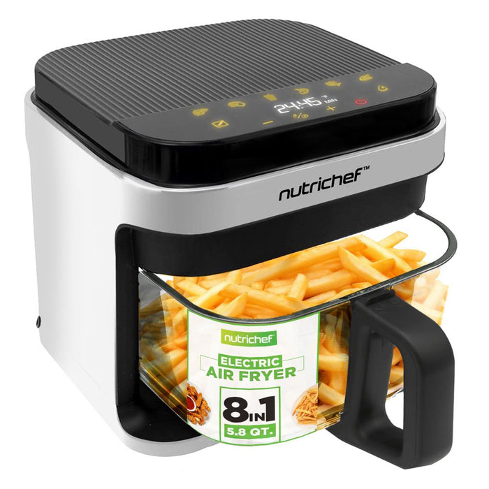 5.8QT Air Fryer, Quick Cooking, Transparent Bowl, White
