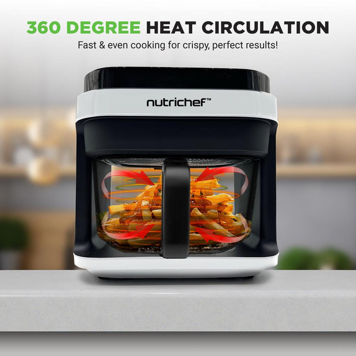 5.8QT Air Fryer, Quick Cooking, Transparent Bowl, White