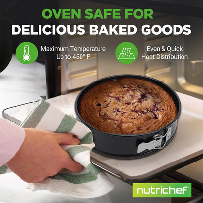9" Nonstick Springform Cake Pan, Easy Release, Carbon Steel, Black