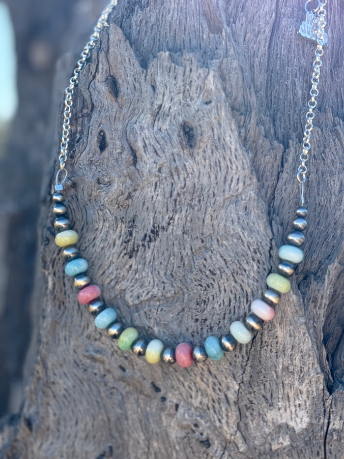 Spring Pastel Opal Chain Necklace
