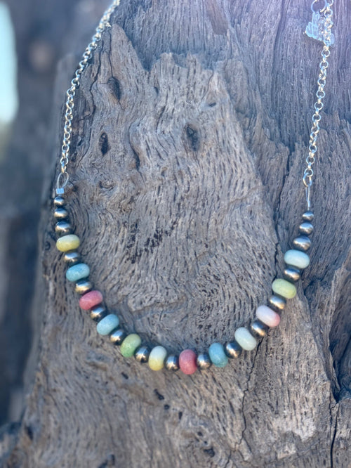 Spring Pastel Opal Chain Necklace