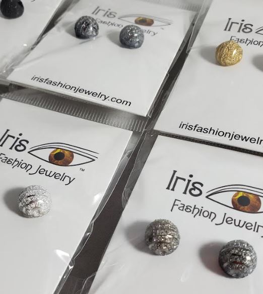 A119 Gold, Silver, Gun Metal, Black Textured Glitter Earring Assortment Pack of 12