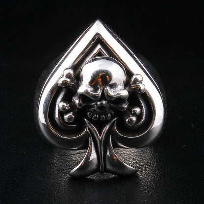 A heavy silver tribute ring for Motörhead fans, featuring the iconic Ace of Spades and skull.