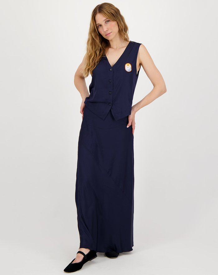 Ada Blue Black Solid Vest