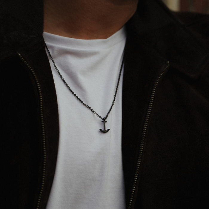 Men's Anchor Halskette Schwarz