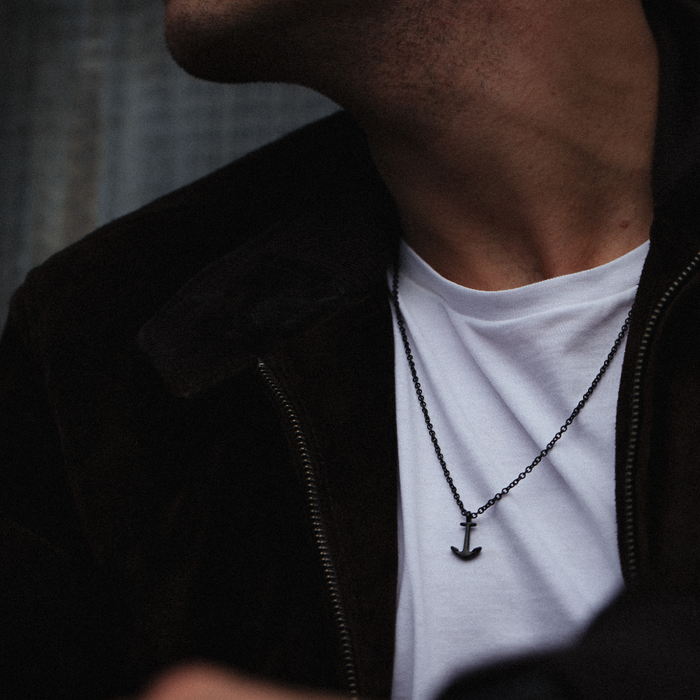 Men's Anchor Halskette Schwarz