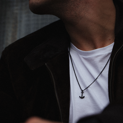 Men's Anchor Halskette Schwarz