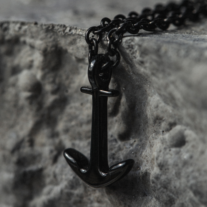 Men's Anchor Halskette Schwarz
