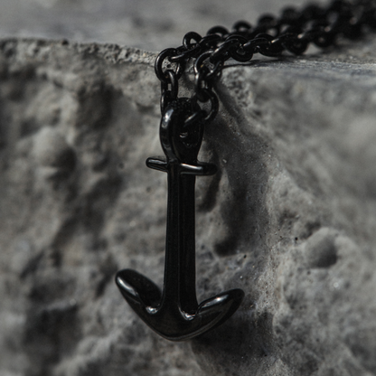 Men's Anchor Halskette Schwarz
