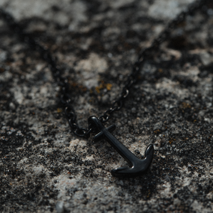 Men's Anchor Halskette Schwarz