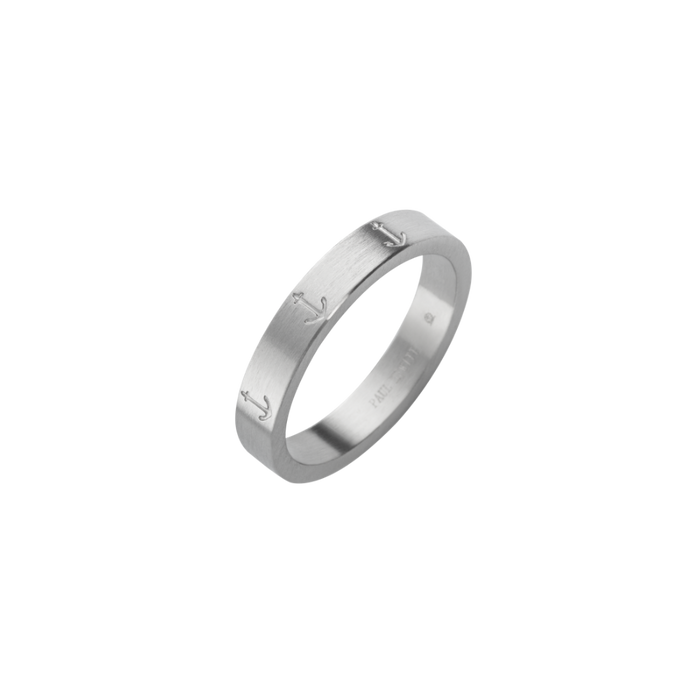 Men's Anchor Ring Silber
